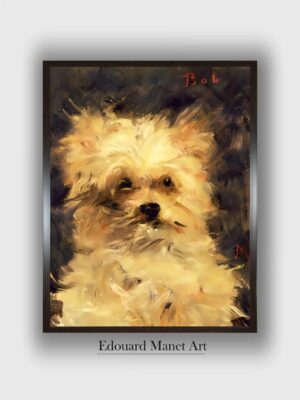 ”Beige  Grey Head of a Dog Wooden Painting Wall Art”